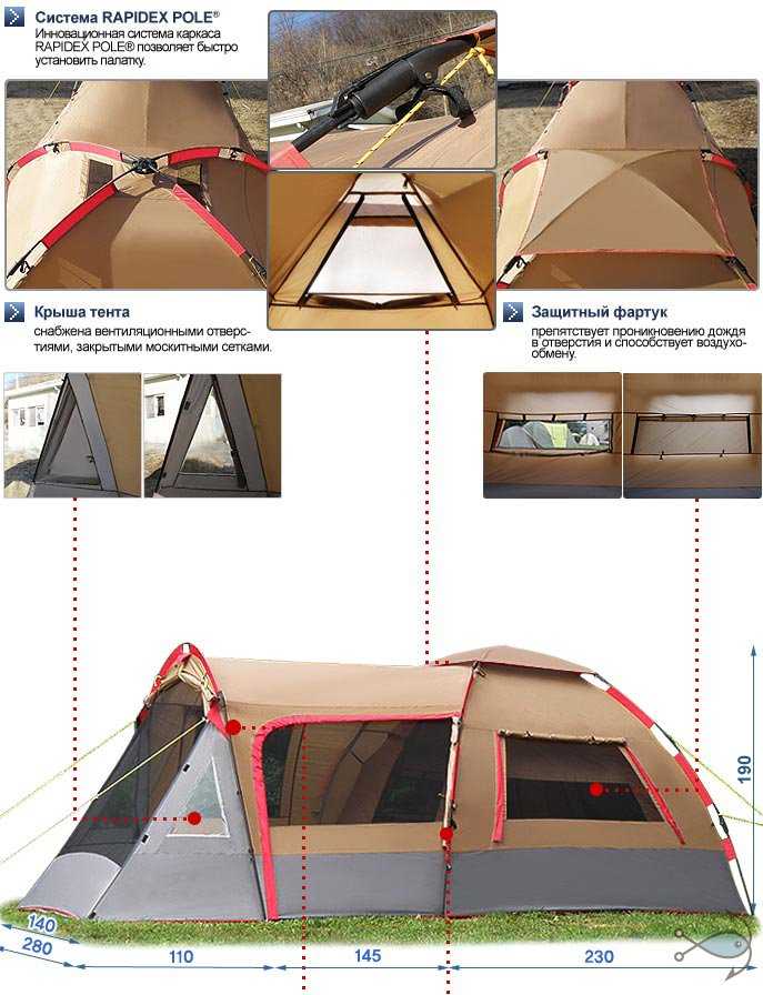 Как собрать 4-х местную быстросборную палатку - подробно об установке кемпингового туристического шатра с каркасом