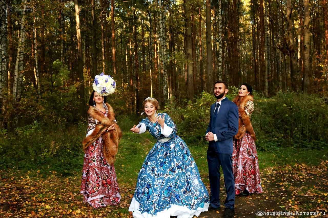 Свадебные платья в русском стиле, модный образ невесты