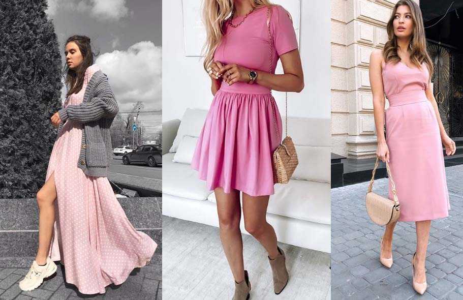 Розовое платье: 100+ красивых фасонов, сочетаний, новинок, трендов