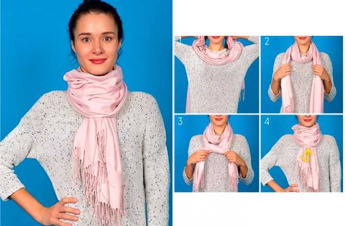 Как красиво повязать шарф — на платье, футболку или куртку (50 фото)