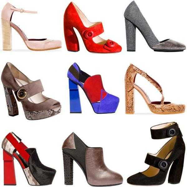 Какую обувь носить в 3. Женская обувь с разной высотой. Каблуки разной высоты. Разный цвет и фасон обуви в тренде. Картинки туфли женские от модных модельеров.
