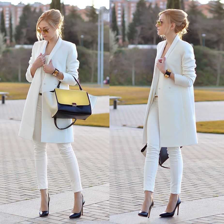 Пальто белого цвета с чем носить
