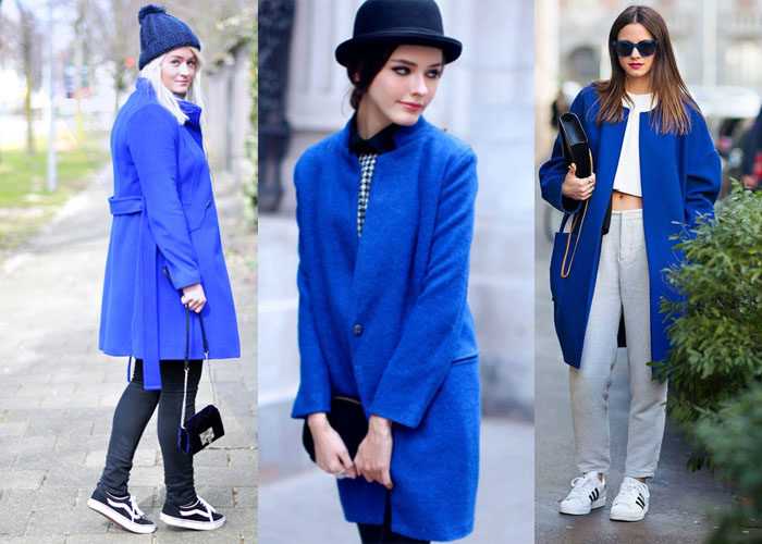 Шарф к синему пальто: наиболее оптимальные сочетания цветов на фото