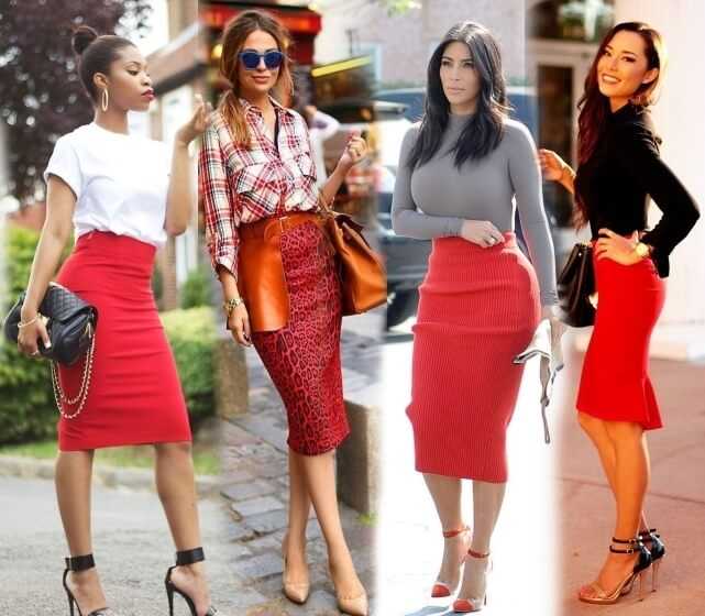 С чем носить красную юбку: советы для уверенных в себе женщин (48 фото)