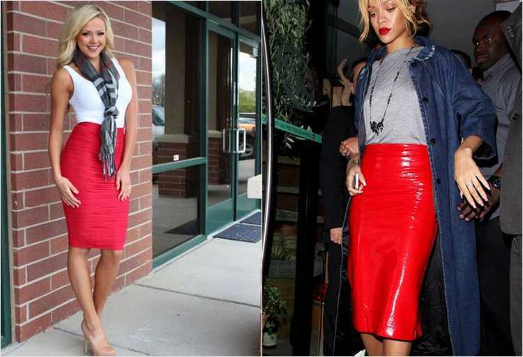 С чем носить модную красную юбку – образы 2020
