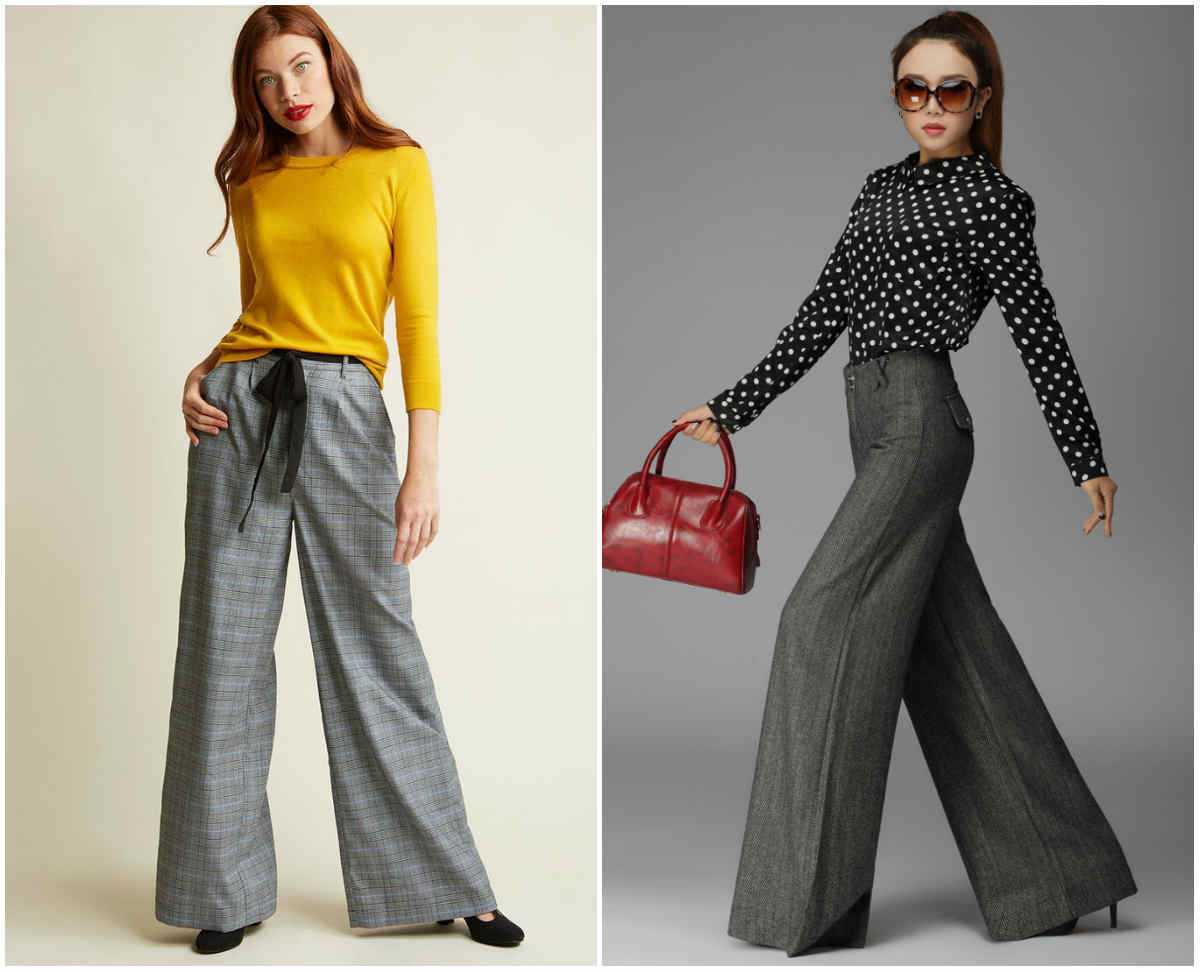 Как модно носить широкие брюки