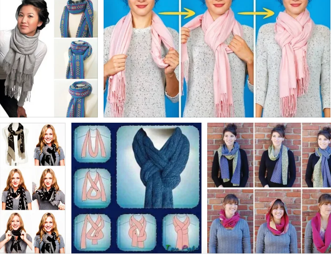 Как завязать шарф на пальто и не только (58 фото)